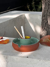 Load image into Gallery viewer, Mineral x Tru Ceramics Volcano Ashtray, Turquoise and Sunflower